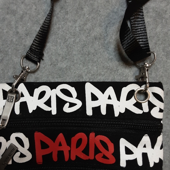 Robin Ruth Crossbody - black w/white & red "PARIS" print - Picture 5 of 5